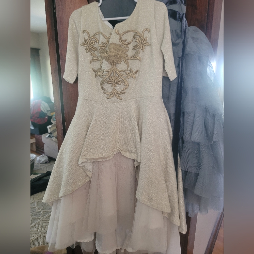 Joyfolie size 10 girls gold roselyn petticoat dress